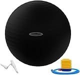 Fitvids Unisex Adult 34-inch, XXL Exercise Ball, Black, 78-85cm XXL US