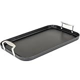Viking Non Stick Double Burner Griddle, Hard Anodized Nonstick Kitchen Cookware Grill Pan with Handles, Oven Safe, Works on Electronic, Ceramic, and Gas Stove Tops, 19 x 11 Inch