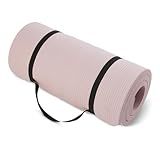 Amazon Basics 1-Inch Extra Thick Workout Exercise Yoga Mat with Carrying Strap, 74" x 24", Rose