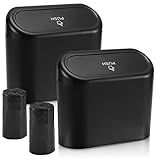 Accmor Car Trash Can with Lid, Mini Auto Dustbin Garbage Organizer Holder 2 Packs, Automotive Storage Container Bin with 60 Pcs Bags for Vehicle, Home, Office
