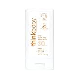 Thinkbaby SPF 30 Sunscreen Stick – Safe, Natural, Water Resistant Sun Cream for Babies, Kids & Adults – Mineral UVA/UVB Sun Protection – Reef Friendly Travel Stick, 0.64 oz