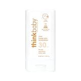Thinkbaby SPF 30 Sunscreen Stick – Safe, Natural, Water Resistant Sun Cream for Babies, Kids & Adults – Mineral UVA/UVB Sun Protection – Reef Friendly Travel Stick, 0.64 oz