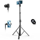 67" Phone Tripod, MIIASI Extendable Tripod for iPhone, Selfie Stick with Remote and Phone Holder, Compatible with iPhone/Android/Camera, Light Stand (Black)
