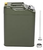 5 Gallon Metal Container with Spout and Handle, Trucks Cars Motorcycle Equipment. (Green-A, 1 Pack)