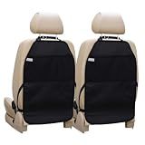 Viaviat Car Seat Protector Large Kick Mat 2 Pack Durable Water Resistant Auto Seat Back Covers with 2 Mesh Pockets Protection Against Dust Mud Scratches (Black, 2-Pack)