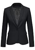 luvamia Women's Notched Lapel Neck Long Sleeves One Button Pocket Blazer Jacket Wear to Work Suit Women's Tuxedos Ladies Blazers Slim Blazer Jackets for Women New Black Size L