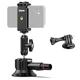 UURig SC-01 Suction Mount 3" for Vlogging Action Camera Car w Smartphone Clamp Compatible with DJI OSMO Pocket 3/OSMO 360/Insta 360 x5/Xtra/iPhone 17 16 15 14Pro Max, 1/4" Magic Arm Windshield Window