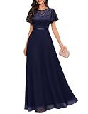 Mother Bride Formal Dress, Long Wedding Guest Cocktail Evening Gown Navy L