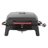 Megamaster 820-0065C 1 Burner Portable Gas Grill for Camping, Outdoor Cooking , Outdoor Kitchen, Patio, Garden, Barbecue with Two Foldable legs, Red + Black