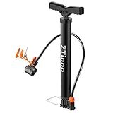 ZTinno Floor Bike Pump Portable, Classic Bicycle Pump, Portable Bike Tire Pump with Dual Presta & Schrader Valves, Attached Ball Needles, Bike Air Pump for Bike Tires, Balls