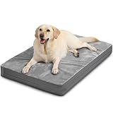 Vonabem Waterproof Dog Bed Large Medium Sized Dogs - Outdoor Orthopedic Crate Pad, Washable Pet Beds Removable Cover, Egg Crate Foam Support, Durable Anti-Slip Kennel Pads 35"x22", Gray
