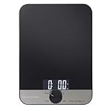 KitchenAid KQ908 Glass Surface 11 Pound Capacity Digital Kitchen and Food Scale, Black