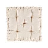 Intelligent Design Azza Floor Pillow, Large Cushions Sitting for Adults, Floor Pillow for Meditation or Yoga, Lustrous Chenille Tufted with Scalloped Edges for Bench/Chair Cushion, 20"x20"x5" Ivory