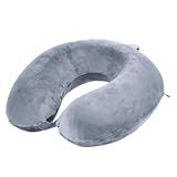 Far win Travel Pillow,100% Pure Memory Foam U Shaped Neck Pillow,Super Lightweight Portable Headrest Great for Airplane, Car,Home,Office,Sleeping Rest (Grey)