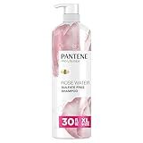 Pantene Sulfate Free Rose Water Shampoo, Soothes, Replenishes Hydration, Safe for Color Treated Hair, Nutrient Infused with Vitamin B5 and Antioxidants, Pro-V Blends, 30.0 oz