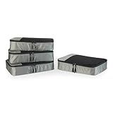Amazon Essentials 4-Piece Packing Cubes Travel Accessories Set, Space-Saving Luggage Organizer with Double Zipper, Mesh Top Panel, Medium, Gray (Previously Amazon Basics)