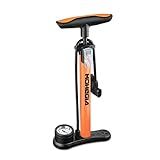 MOHEGIA Bike Floor Pump with Gauge,Air Bicycle Pump Inflator with High Pressure 160 PSI,Fits Schrader and Presta Valve/Orange