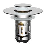Hibbent Upgraded 3 in 1 Bathroom Sink Drain Strainer, Pop Up Stopper