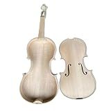Yinfente Unglued White Acoustic Violin 4/4 Full Size Unfinished Flame Maple & Spruce Wood Top And Maple Violin Neck