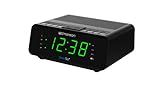 Emerson SmartSet Dual Alarm Clock Radio with AM/FM, Auto Time Setting, Sleep Timer, Snooze, 20 Presets, Easy-to-Read .9-inch Jade Green Dimmable LED Display, CKS1900