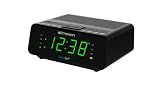 Emerson CKS1900 SmartSet Dual Alarm Clock Radio with AM/FM Digital Tuning, Auto Time Setting, 20 Presets, Jade Green LED Display, Snooze, Sleep Timer & Battery Backup