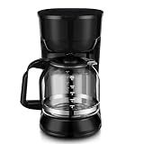 Black 12-cup drip coffee maker with programmable brew function for home and office use.