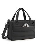 BAGSMART Mini Tote Bag for Women, Puffer Quilted Crossbody Purses, Zipper Closure for Work Travel College, Classic
