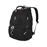 SWISSGEAR 1900 ScanSmart Laptop Backpack, Fits Most 17-Inch Laptops, TSA-Friendly Lay-Flat Design, RFID Protection, and Tablet Pocket, Black, 31L, 18.5-Inch