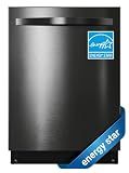 SUNVIVI 24" Built-in Dishwasher, Stainless Steel Dishwasher Machine with Adjustable Racks, 14–16 Place Settings Large Capacity Dish Washer, 8 Wash Programs, Energy Star Certified, Black