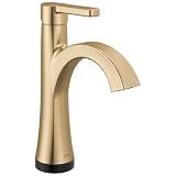 Delta Lineax Touchless Bathroom Faucet 1-Hole with Touch On Technology, Brushed Gold Single Hole Bathroom Sink Faucet, Metal Push-Pop Drain, Champagne Bronze 562T-CZ-DST