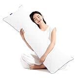 YZ HOME Long Body Pillow for Adults - Firm Body Pillow Insert with Shredded White Memory Foam, Adjustable Height, Soft Support for Side Sleeping, Pregnant Women, Washable (20x54 Inch, White)