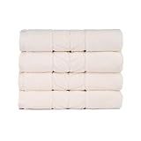 BAGNO MILANO Organic Turkish Cotton Bath Towels, Luxury Jacquard Collection, Certified Organic Highly Absorbent, Soft-Plush Towel Set (Cream, 4 Pcs Hand Towel Set)