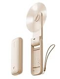 Aecooly Slim Portable Fan, Thin Handheld Fan, USB Rechargeable Mini Personal [24H Max Cooling Time], Battery Powered Small Foldable Pocket for Travel, Summer, Gifts for Women, Girls -Beige