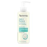 Aveeno Calm + Restore Nourishing Oat Face Cleanser, Daily Hydrating Facial Cleanser for Sensitive Skin with Nourishing Oat & Feverfew, Hypoallergenic, Non-Comedogenic, Fragrance-Free, 7.8 Fl Oz