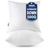 MIULEE Throw Pillows Inserts, Pack of 2 18x18 Inch 100% Virgin Fiber Filling Bed Couch Pillows