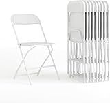 Flash Furniture Hercules Set of 10 Indoor/Outdoor Heavy-Duty Plastic Folding Chairs, Foldable Commercial Stacking Chairs with 650-lb. Static Weight Capacity, White