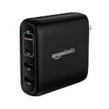 Amazon Basics 100W Four-Port GaN Wall Charger with 2 USB-C (100W, 18W) & 2 USB-A Ports (12W), PD 3.0, Foldable Plug, Portable Multi-Device Charging for Laptops, Tablets & Phones, Black