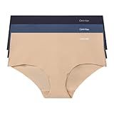 Calvin Klein Women's Invisibles Seamless Hipster Panties, 3 Pack, Speakeasy/Light Caramel/Black, Medium