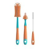 Silicone Baby Bottle Brush Set (3-in-1) - Water Bottle Cleaner with Nipple & Straw Brush - BPA Free, Detachable Head for Glass Cups, Tumblers, and Breast Pump Parts