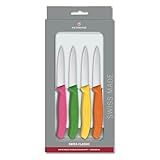 Victorinox 1 4-Piece Set of 3.25 Inch Swiss Classic Paring Knives with Straight Edge, Spear Point, 3.25", Pink/Green/Yellow/Orange
