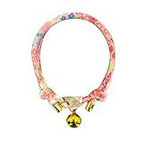 ChurroPet Handmade Cotton Cat Collar with Bell – Adjustable Slip-On Design, No Buckle, Lightweight Rope Collar for Kittens, Indoor Cats, and Small Pets (Blossom)