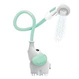 Yookidoo Baby Bath Shower Head - Elephant Water Pump and Trunk Spout Sprayer - One Handed Flow Control for Newborn Babies in Tub Or Sink (Turquoise)