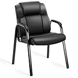 OLIXIS Waiting Room Chairs, Leather Office Desk Reception Guest Stationary Side Chair with Padded Arms for Home Conference Lobby Area Meeting Church Medical Clinic Elderly Student