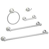 Amazon Basics 5 Piece, Satin Nickel AB-BR817-SN Bathroom Hardware Set, Variety Pack