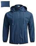 COOFANDY Mens Rain Jackets Packable Waterproof Rain Coat Hooded Classic Raincoat Windbreaker Navy Blue X-Large