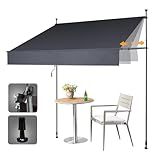 HOMEDEMO Manual Retractable Awning 118" W x 118" H,Side Bar 47-59in Patio Awning Retractable Outdoor Sunshade Shelter Height Adjustable Sunsetter Retractable Awning UV Protection for Backyard Garden