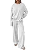 Trendy Queen Womens 2 Piece Fall Lounge Sets Oversized Tops Wide Leg Pants