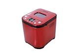 CULINARY CHEF Bread Maker Machine with Nonstick Bowl, Bread Hook, Measuring Cup & Spoon. 15-in-1, Gluten-Free Bread, Cake& Yogurt, 3 Crust Colour options and more. 3 Loaf Sizes. 2LB XL-RED