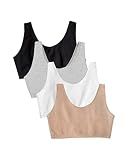 Fruit of the Loom Women's Built Up Tank Style Sports Bra Value Pack, Black/Heather Grey/Sand/White, 40