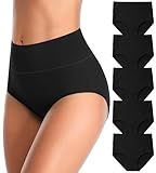 MISSWHO Underwear Women Cotton Stretchy Soft Panties FULL Coverage Comfortable Black Briefs Plus Size For Ladies 5 Packs X-Large